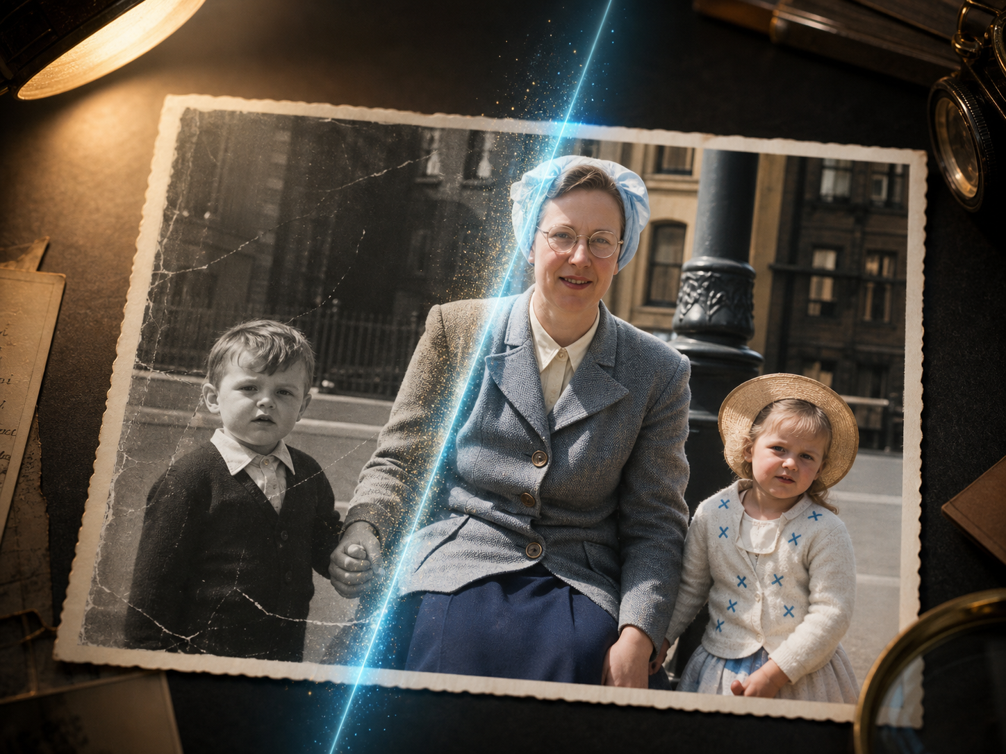 AI repaired and colorized old photo